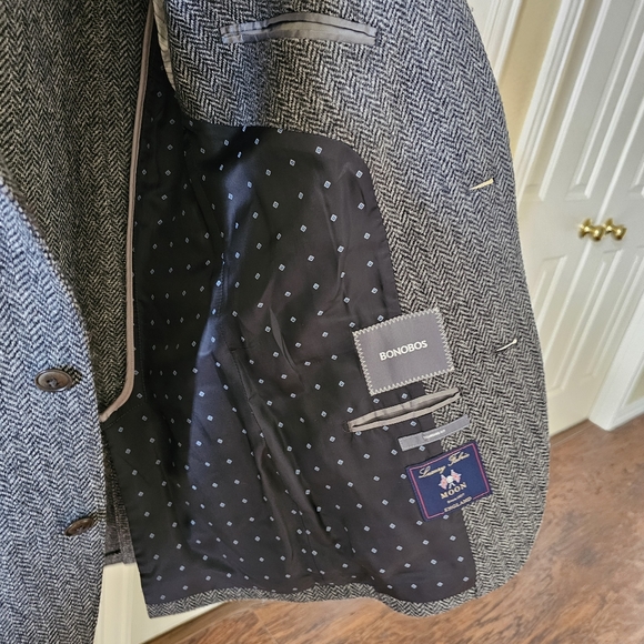 Bonobos 100% Wool Grey Herringbone Coat Regular Fit Size 40R - Picture 8 of 15